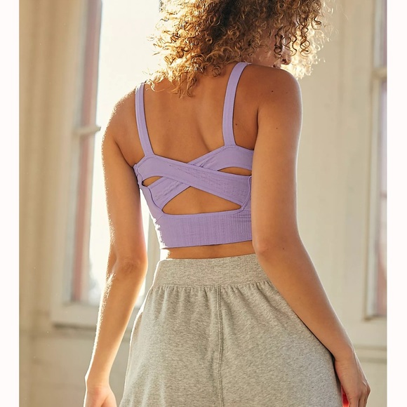 FREE PEOPLE | NWOT Good Karma Scoop Neck Bra in Lavender Glow - Picture 2 of 6